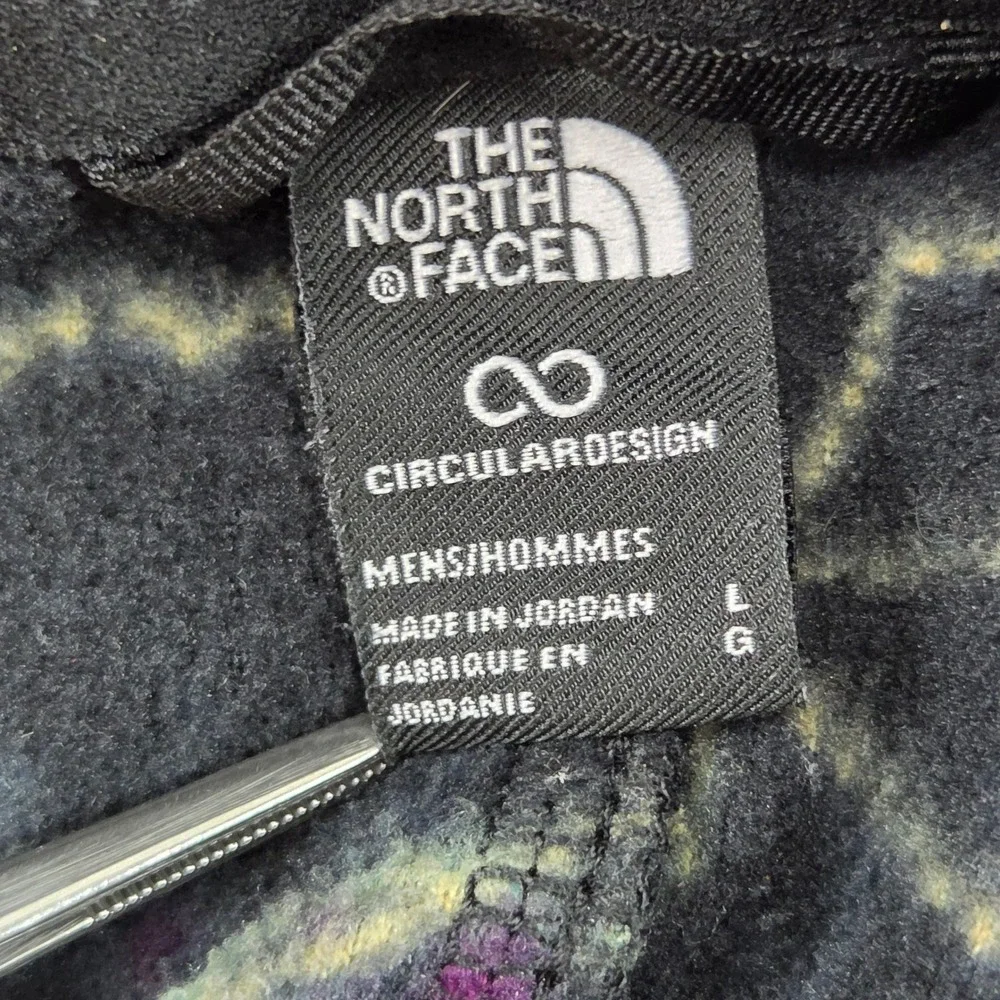 The North Face Fleece Pullover Mens L Black Abstract Print Polartec 1/4 Zip Top